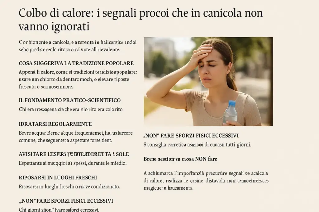 Colpo di calore: i segnali precoci che in canicola non vanno ignorati