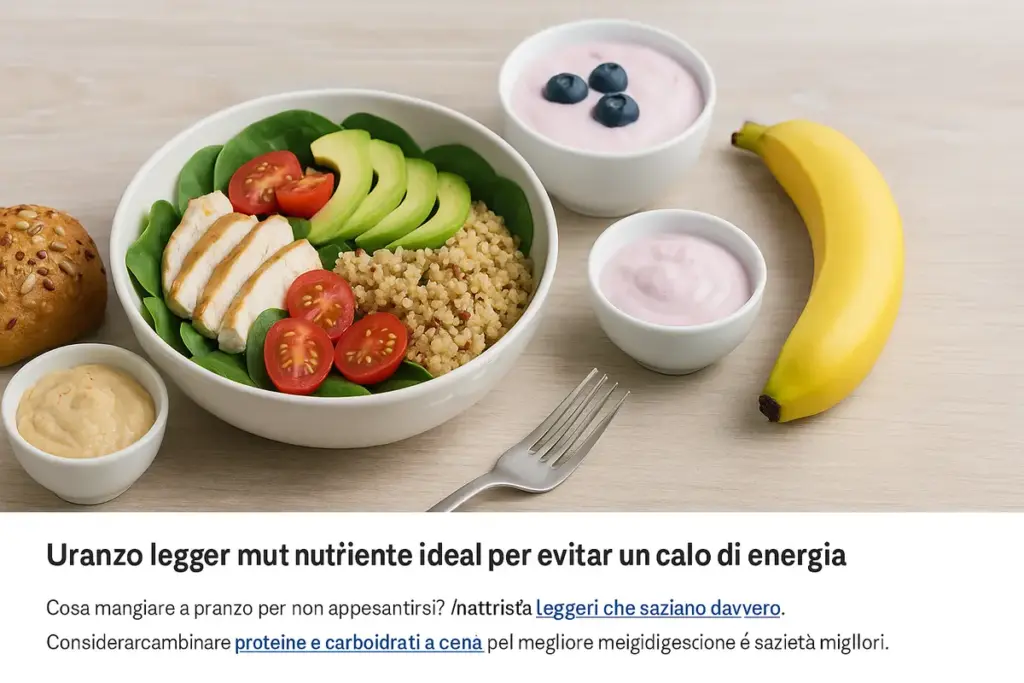 Pranzo leggero ma nutriente: come evitare il calo di energia nel pomeriggio