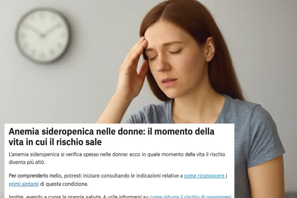 Anemia sideropenica nelle donne: il momento della vita in cui il rischio sale