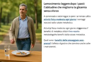 Movimento leggero dopo i pasti: l’abitudine che migliora la glicemia senza sforzo