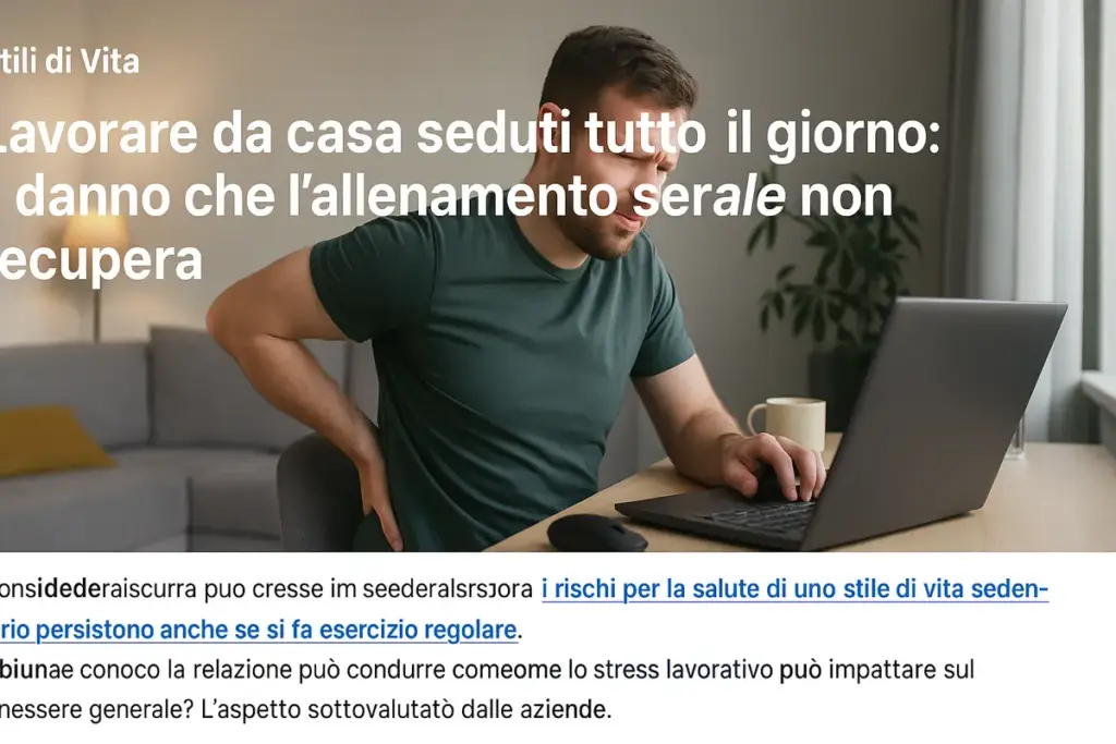 Lavorare da casa seduti tutto il giorno: il danno che l’allenamento serale non recupera