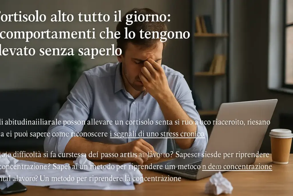 Cortisolo alto tutto il giorno: i comportamenti che lo tengono elevato senza saperlo