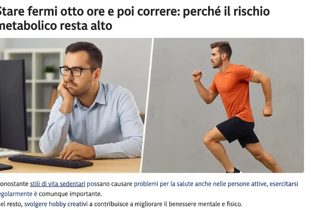 Stare fermi otto ore e poi correre: perché il rischio metabolico resta alto