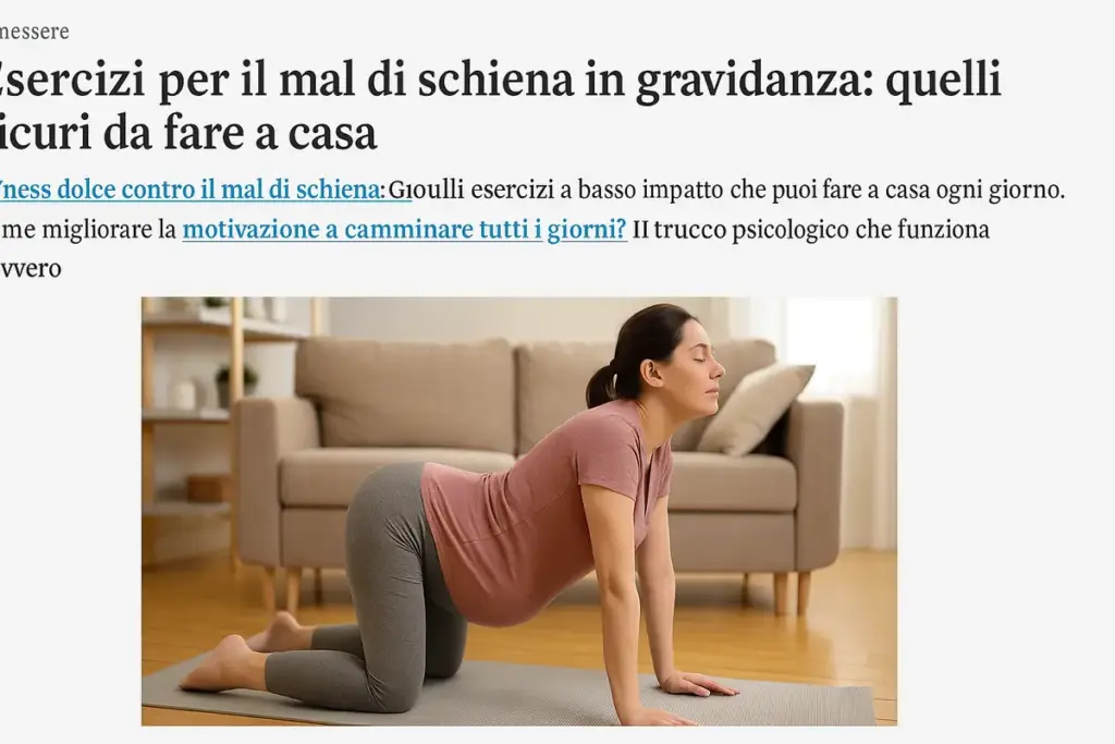 Esercizi per il mal di schiena in gravidanza: quelli sicuri da fare a casa