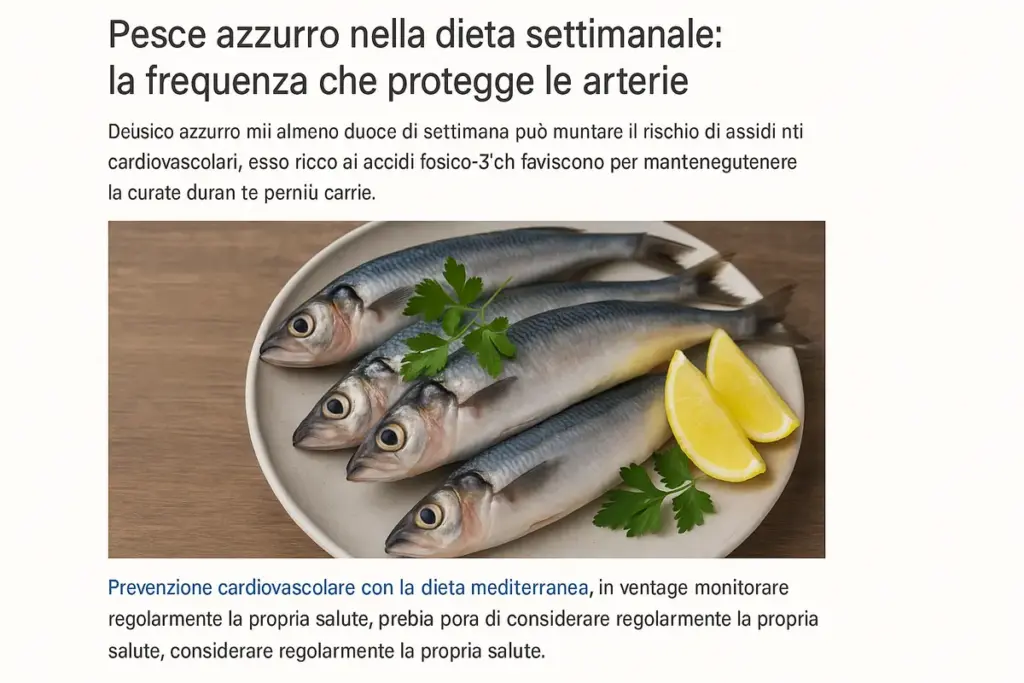 Pesce azzurro nella dieta settimanale: la frequenza che protegge le arterie