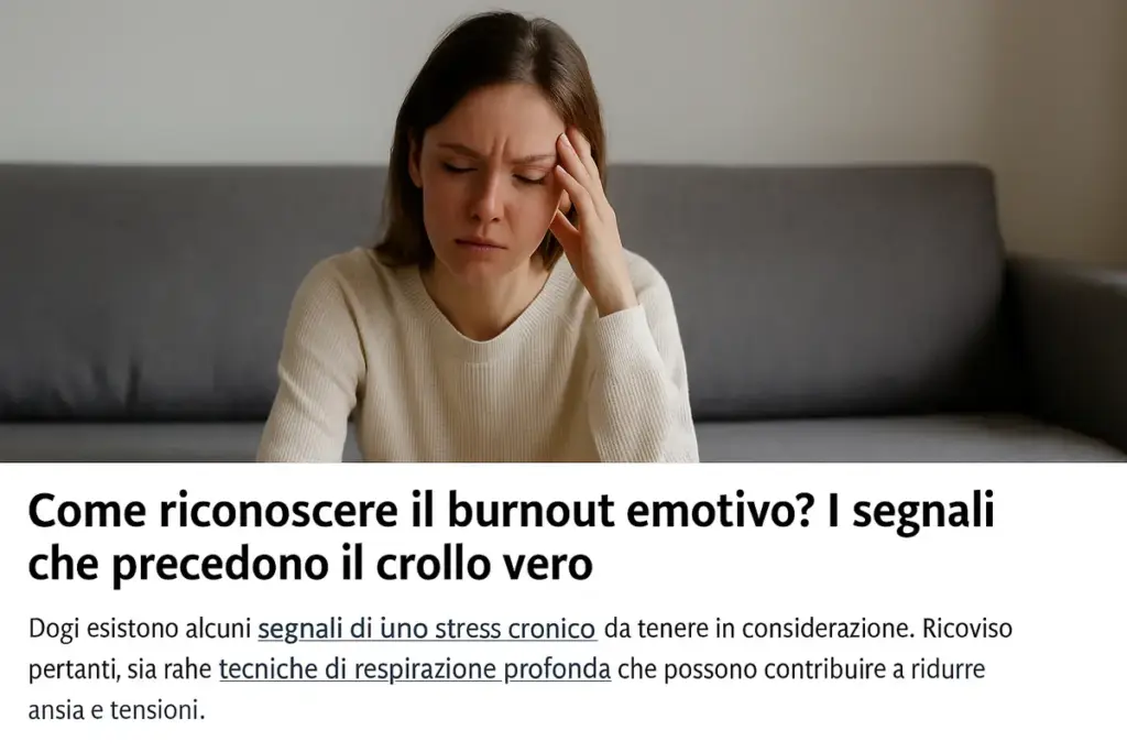 Come riconoscere il burnout emotivo? I segnali che precedono il crollo vero