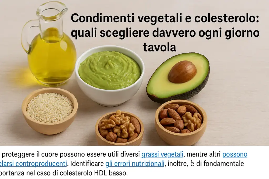 Condimenti vegetali e colesterolo: quali scegliere davvero ogni giorno a tavola