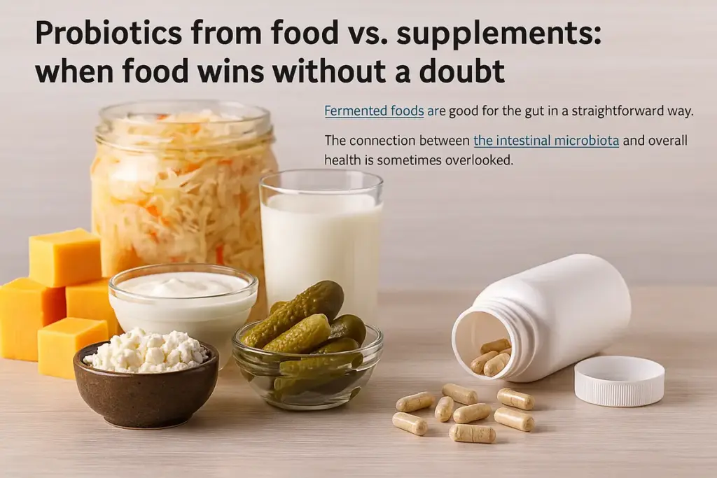 Probiotici da alimenti vs integratori: quando il cibo vince senza dubbi