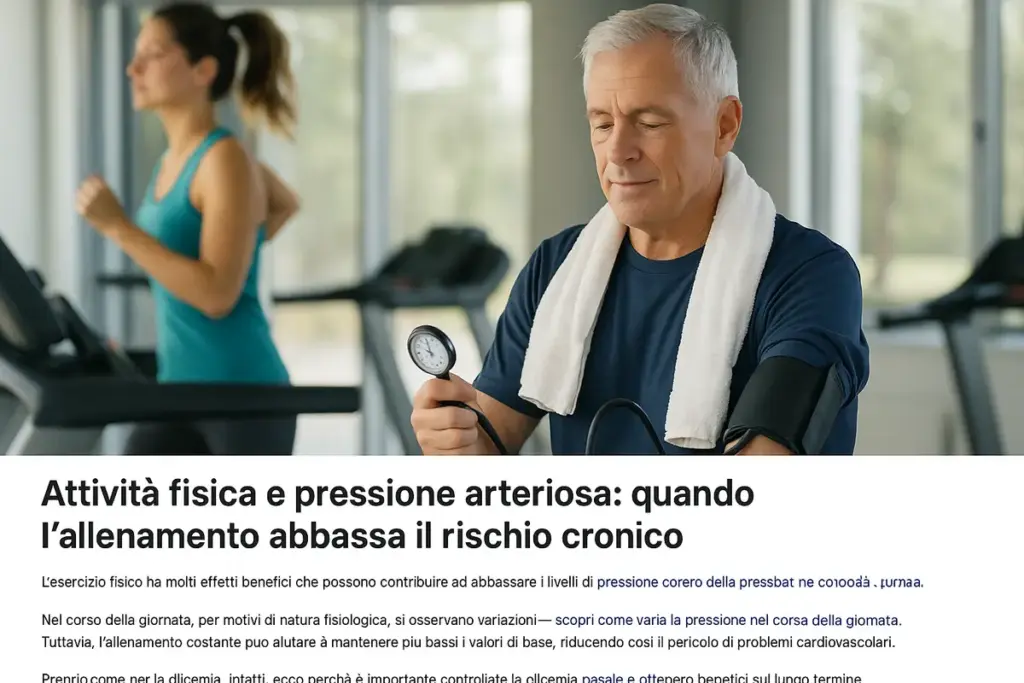 Attività fisica e pressione arteriosa: quando l’allenamento abbassa il rischio cronico