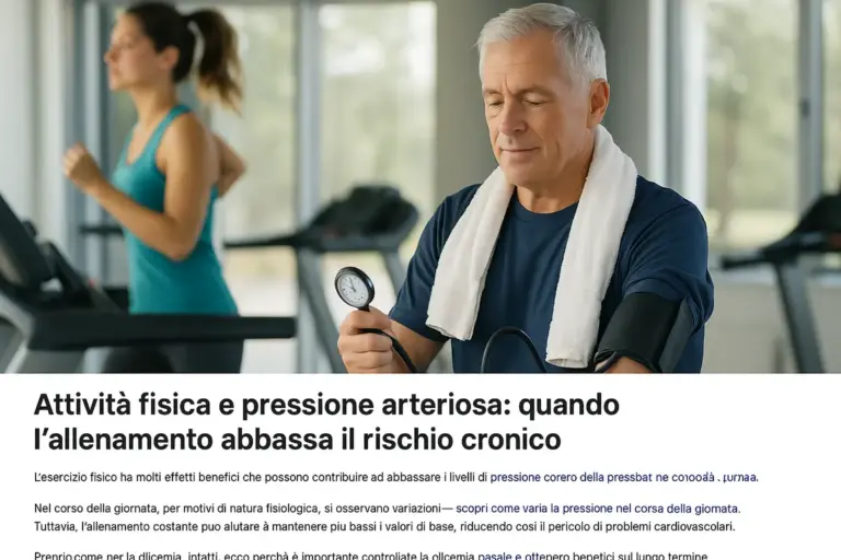 Attività fisica e pressione arteriosa: quando l’allenamento abbassa il rischio cronico