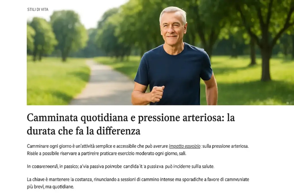 Camminata quotidiana e pressione arteriosa: la durata che fa la differenza